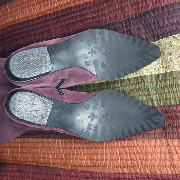 SILPA* vintage mauve suede leather tall side zip angled heel pointed toe boots - Picture 10 of 17